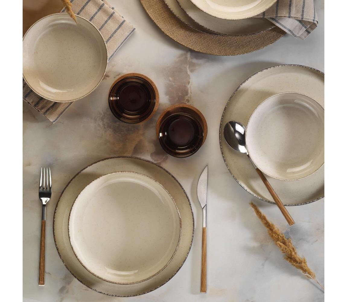 Jídelní sada 12 ks béžová/porcelán 710KTP3406