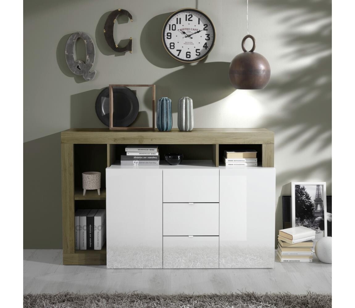 MC Akcent Komoda LENOR bílá/světlý dub 209030-07K