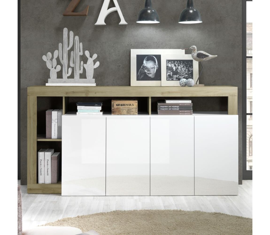 MC Akcent Komoda LENOR bílá/světlý dub 209030-08K