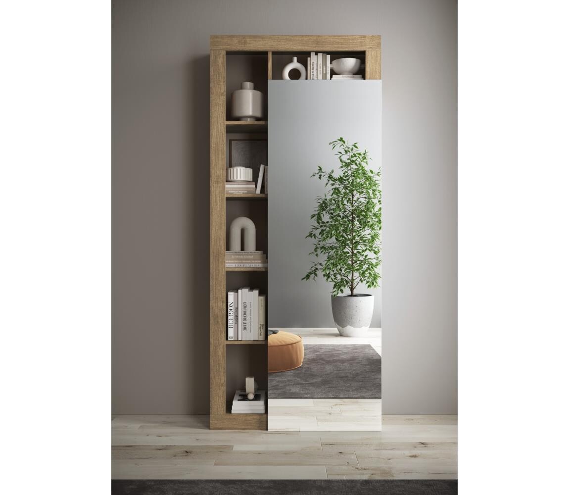 MC Akcent Šatní skříň LENOR 91x209 cm bílá/světlý dub 409030-40K