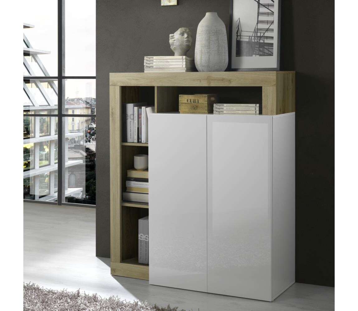 MC Akcent Komoda LENOR bílá/světlý dub 209030-04K