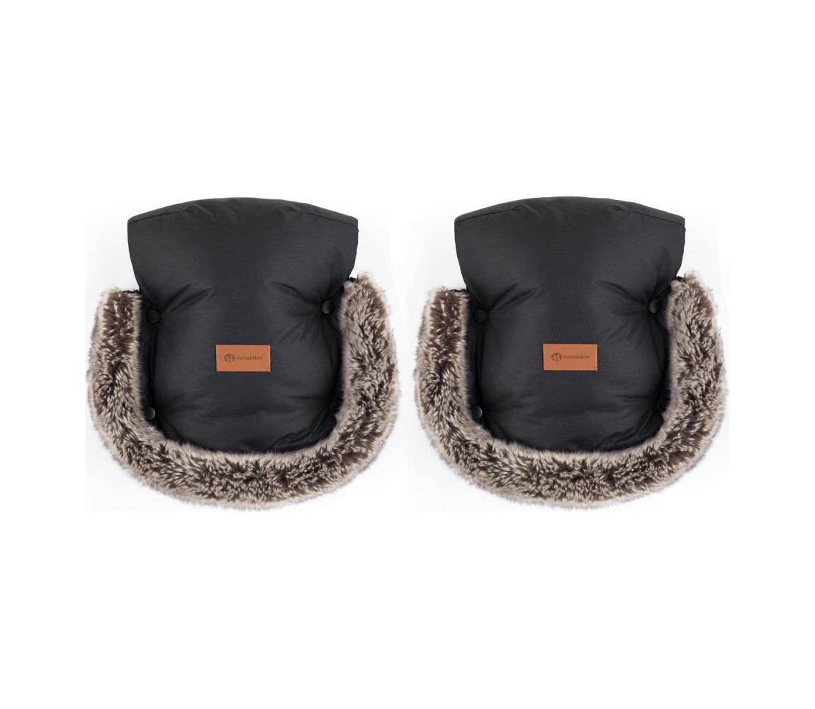 PETITE&MARS - Rukávníky na kočárek FURRY Forever Black 527825