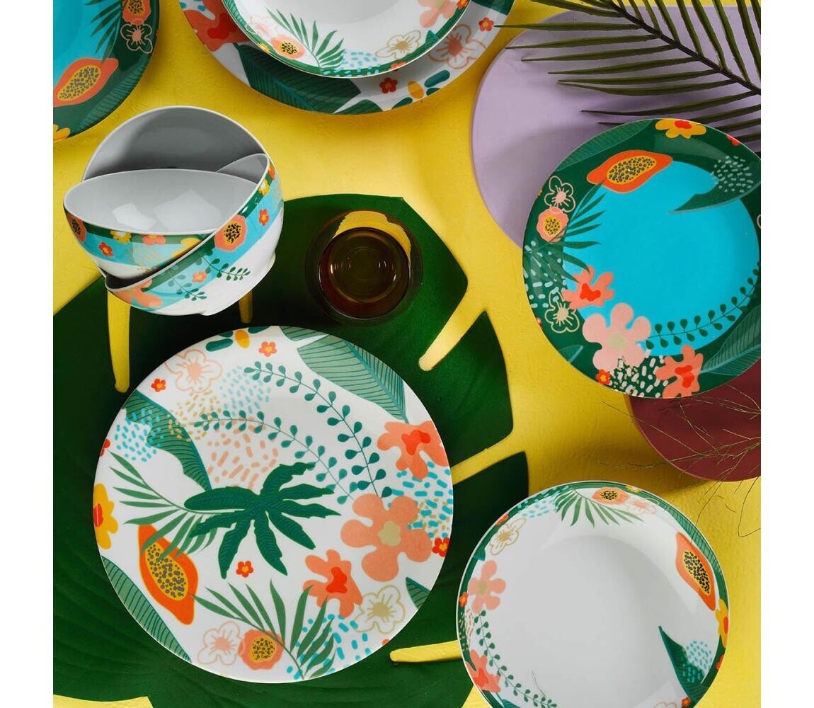 Jídelní sada 24 ks pestrobarevná/porcelán 710KTP3507