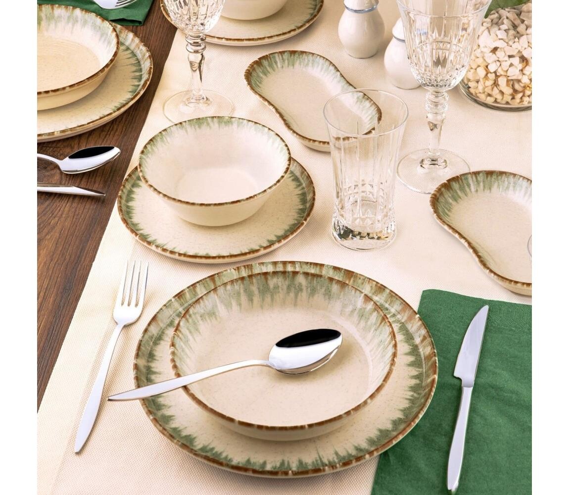 Jídelní sada 27 ks béžová/hnědá/porcelán 721NBL3155