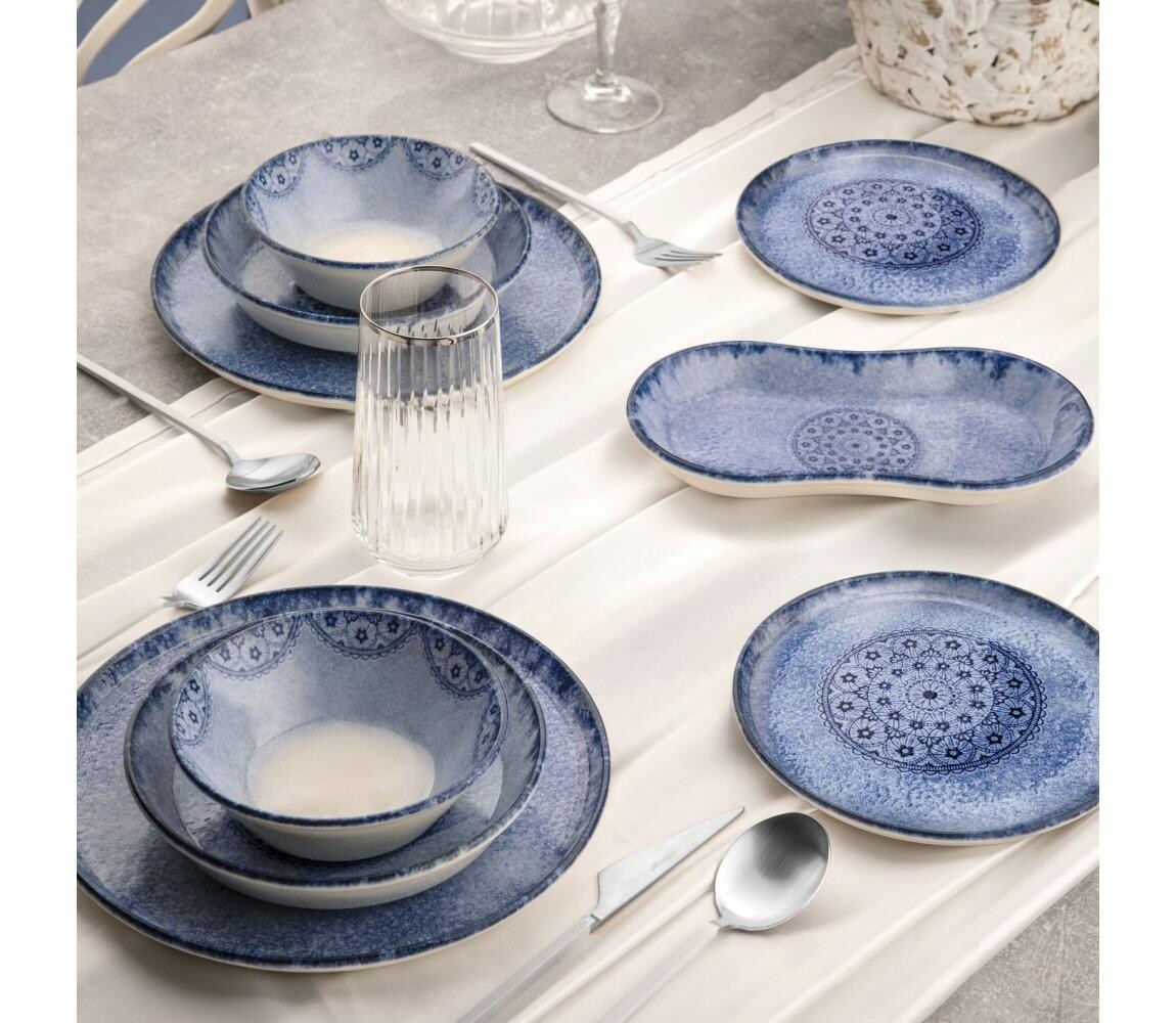 Jídelní sada 27 ks modrá/porcelán 721NBL3156