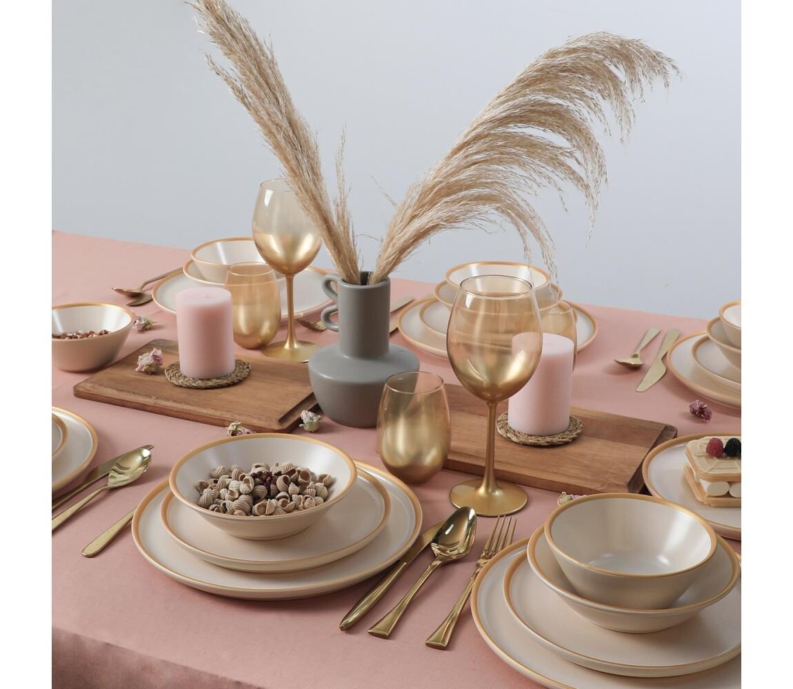 Jídelní sada 24 ks béžová/keramika 275KRM1932