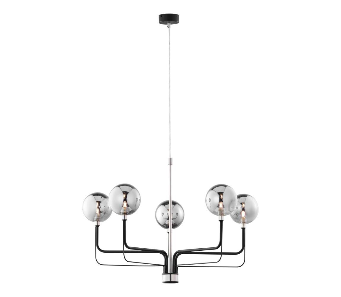 Jupiter 1888 - Lustr na lanku ERIS 5xG9/14W/230V matný chrom/černá/kouřová šedá 1888