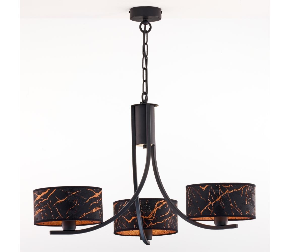Jupiter 2106- Lustr na řetězu ARTHUR 3xE27/15W/230V černá/oranžová/dekor mramoru 2106