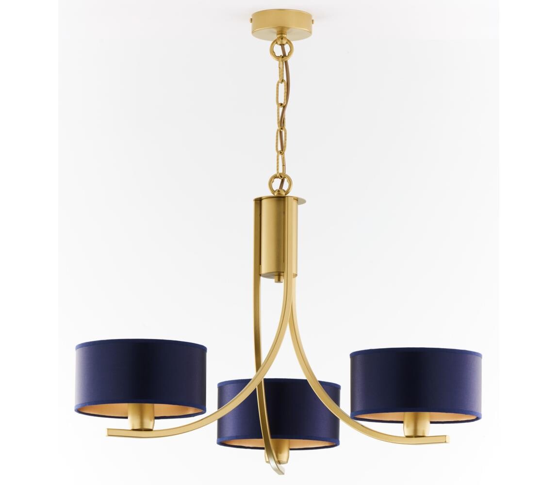Jupiter 2093 - Lustr na řetězu ARTHUR 3xE27/15W/230V modrá/zlatá 2093