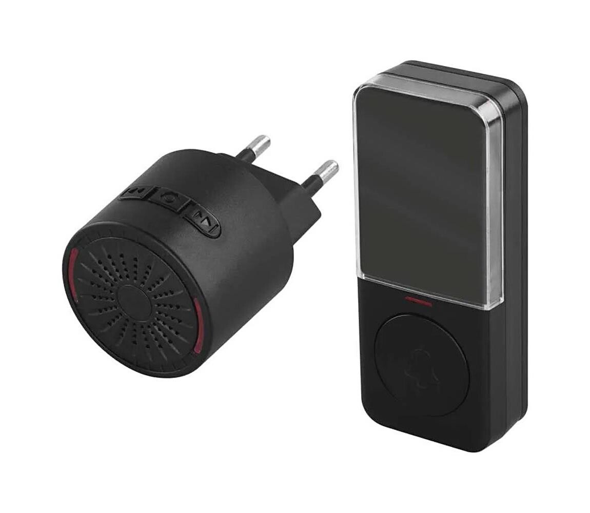 Bezdrátový zvonek do zásuvky 230V + 1xCR2032 černá P5734B