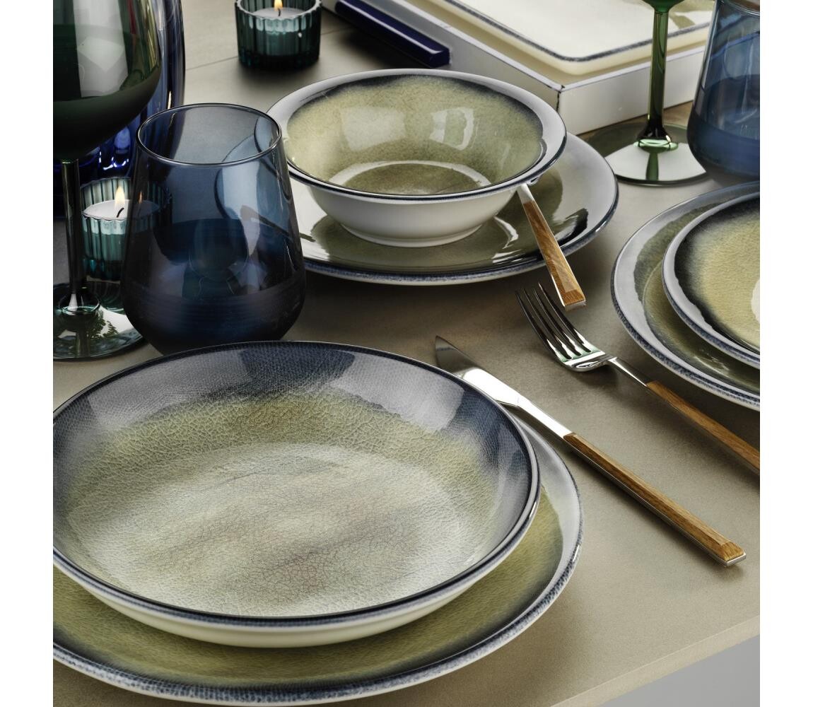 Jídelní sada 26 ks modrá/hnědá/porcelán 710KTP2928