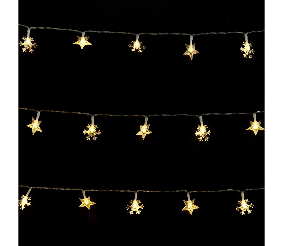 B.V.  - LED Ven. ván. řetěz 25xLED/8 funkcí 3xAA 2,5m IP44 teplá bílá hvězdy B10303K4X