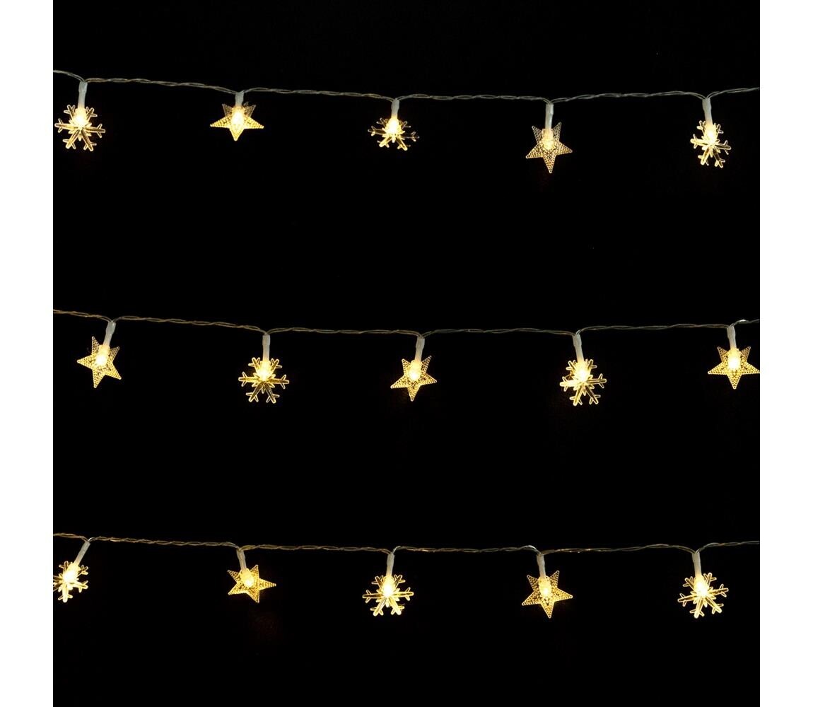 B.V.  - LED Ven. ván. řetěz 50xLED/8 funkcí 3xAA 5m IP44 teplá bílá hvězdy B10303K4Y
