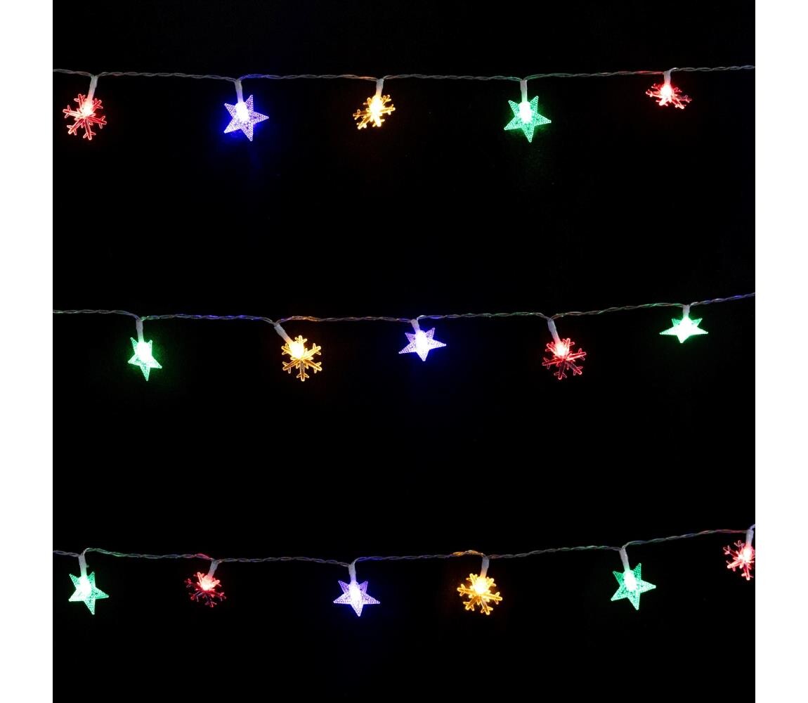 B.V.  - LED RGBY Venkovní vánoční řetěz 100xLED/8 funkcí 3xAA 10m IP44 hvězdy B10303K56