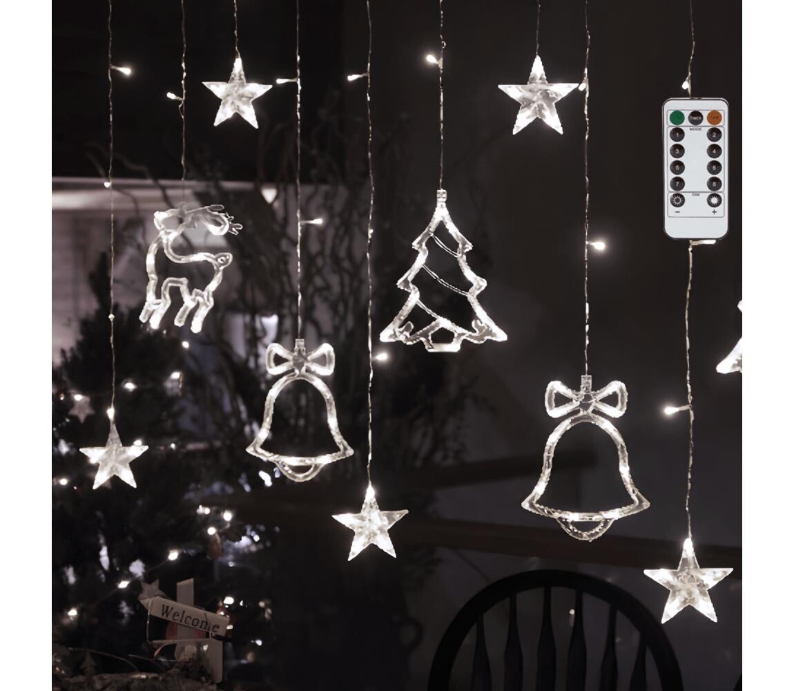 B.V.  - LED Ven. ván. řetěz 120xLED/6W/230V/8 funkcí 3x0,6m IP44 stud bílá+DO B10303S6Y