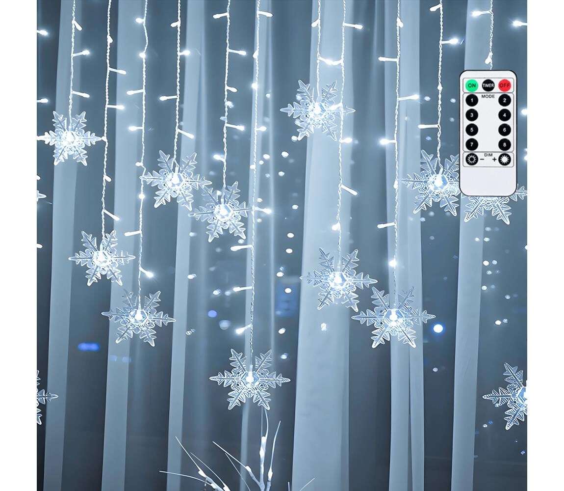 B.V.  - LED Ven. ván. řetěz 120xLED/6W/230V/8 funkcí 3x0,7m IP44 stud bílá+DO B10303S78