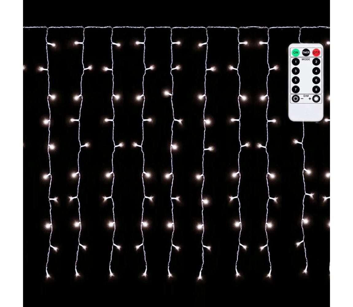 B.V.  - LED Ven. ván. řetěz 300xLED/6W/230V/8 funkcí 3x1m IP44 stud bílá+DO B10303S7E