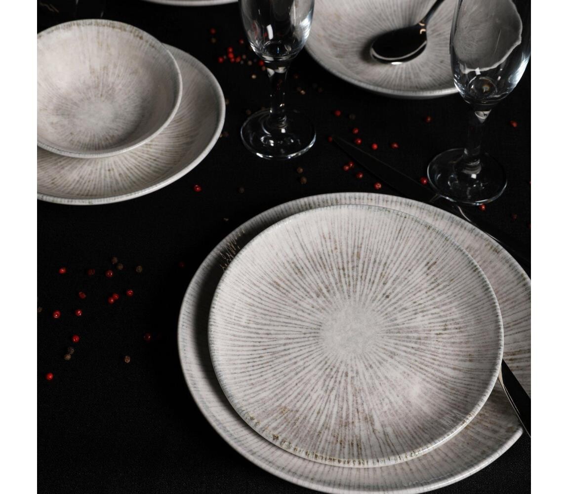 Jídelní sada 24 ks šedá/porcelán 387GRP1343