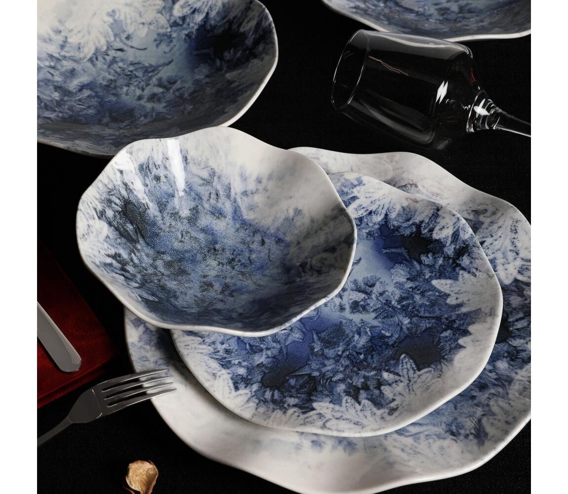 Jídelní sada 24 ks modrá/porcelán 387GRP1122