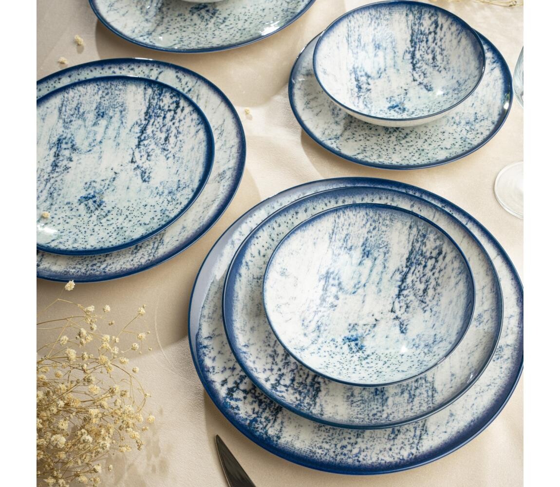 Jídelní sada 24 ks modrá/porcelán 387GRP1358