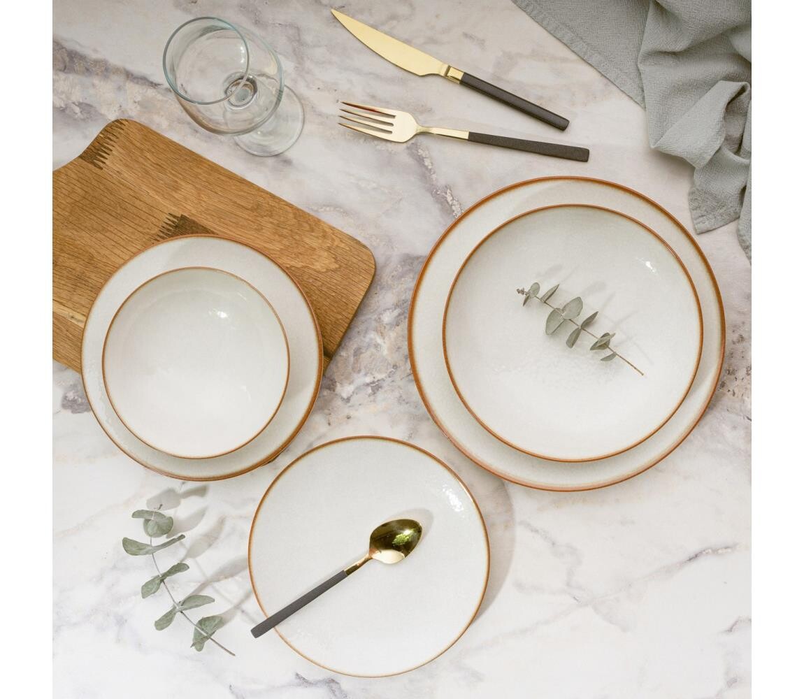 Jídelní sada 24 ks béžová/porcelán 387GRP1350