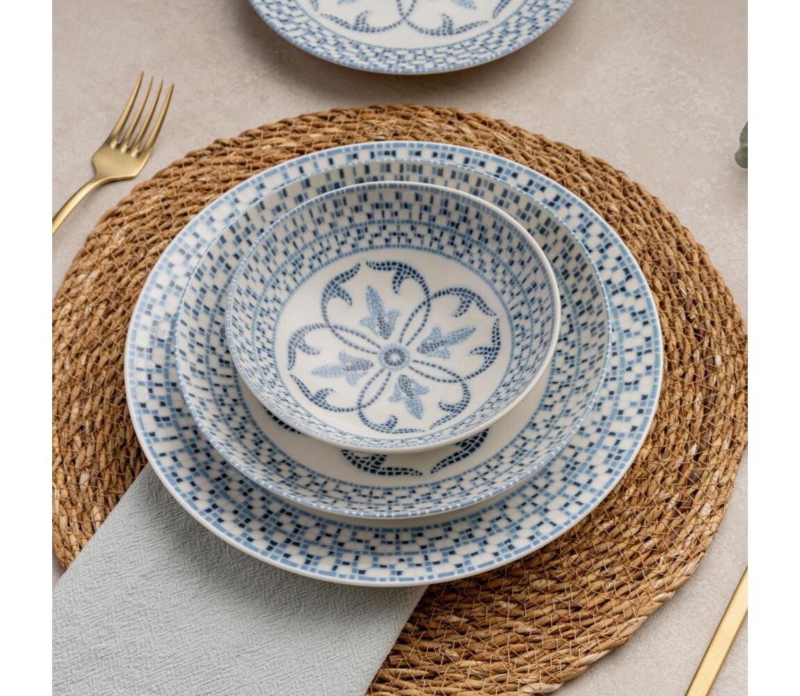 Jídelní sada 24 ks modrá/porcelán 387GRP1365