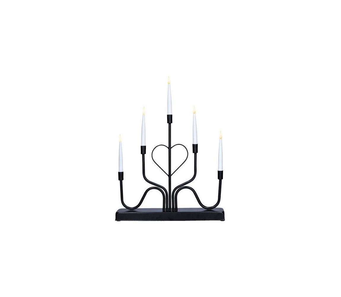 1V280 - LED Vánoční svícen 5xLED/2xAA teplá bílá 1V280