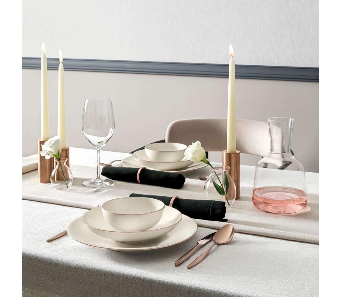 Jídelní sada 18 ks bílá/měděná/porcelán 710KTP4508