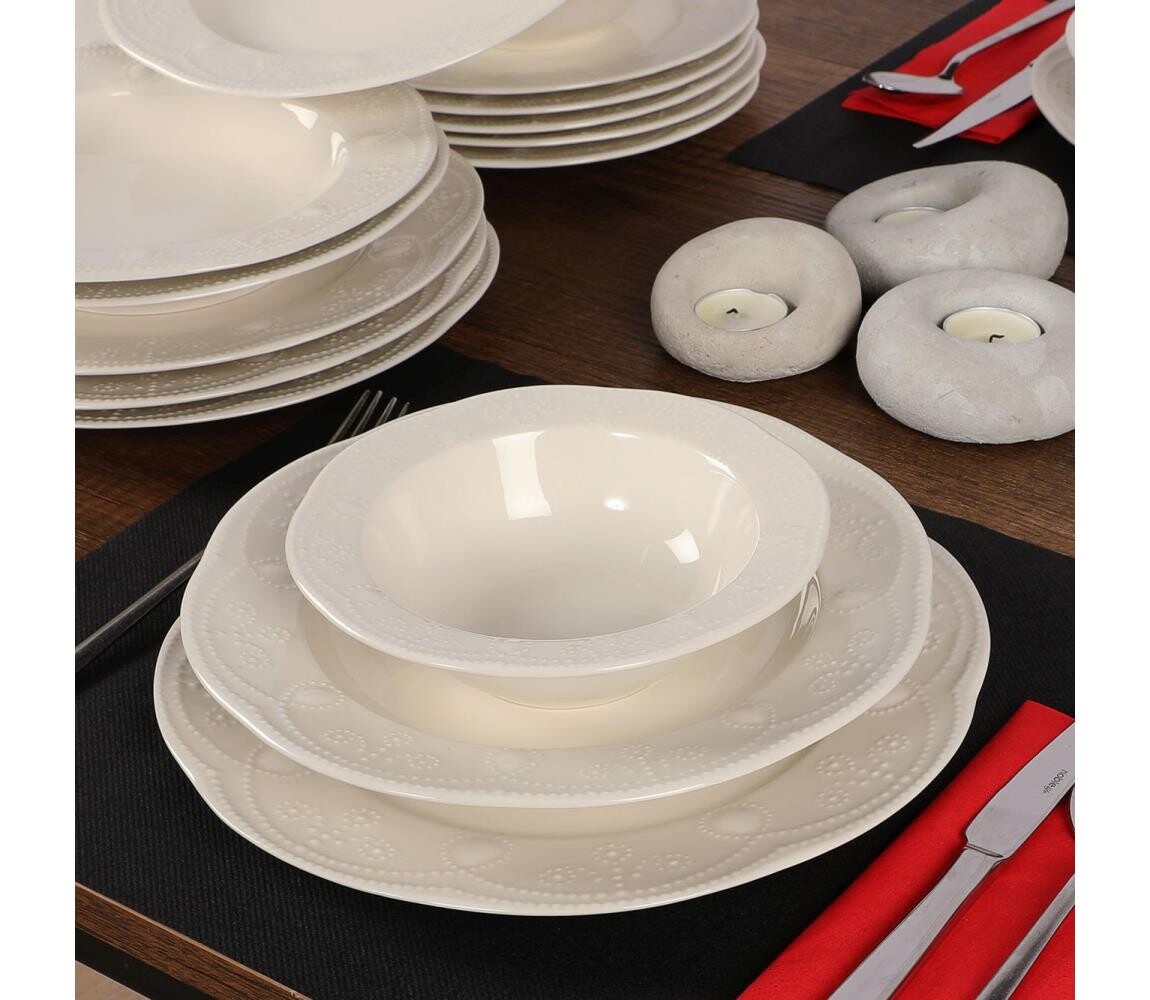 Jídelní sada 24 ks bílá/porcelán 710KTP2437