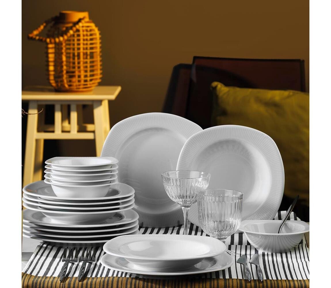 Jídelní sada 18 ks bílá/porcelán 719KTP9754