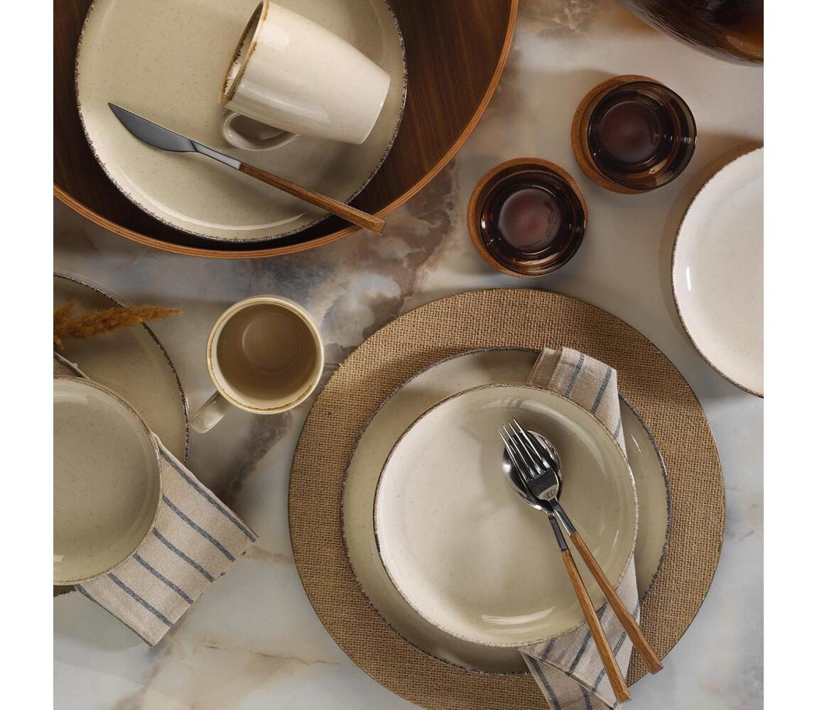 Jídelní sada 16 ks béžová/porcelán 710KTP3408