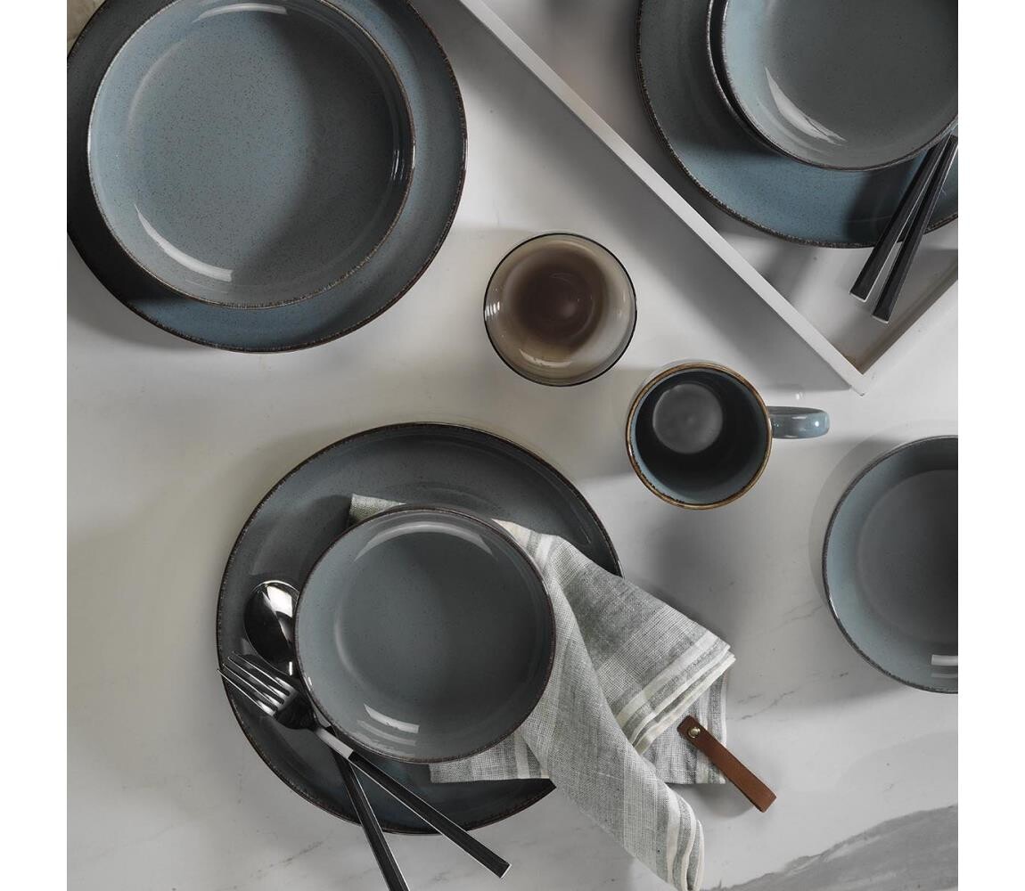 Jídelní sada 16 ks šedá/porcelán 710KTP3407