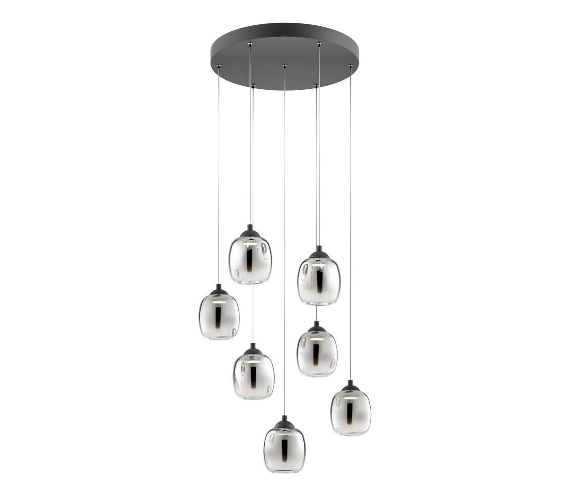 Redo 01-3489 - LED Stmívatelný lustr na lanku KHADI 7xLED/5W/230V černá/kouřová 01-3489