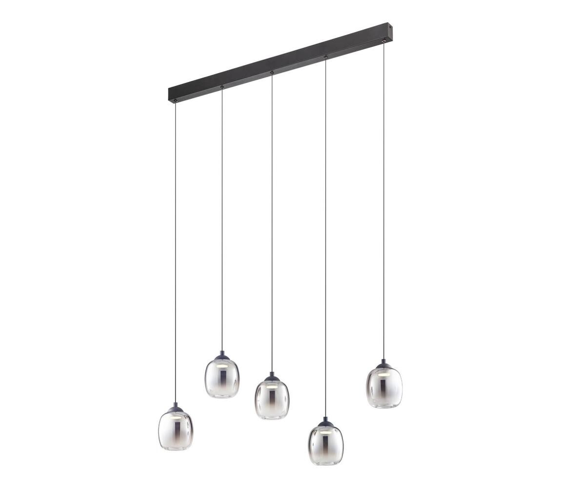 Redo 01-3490 -LED Stmívatelný lustr na lanku KHADI 5xLED/5,2W/230V černá/kouřová 01-3490