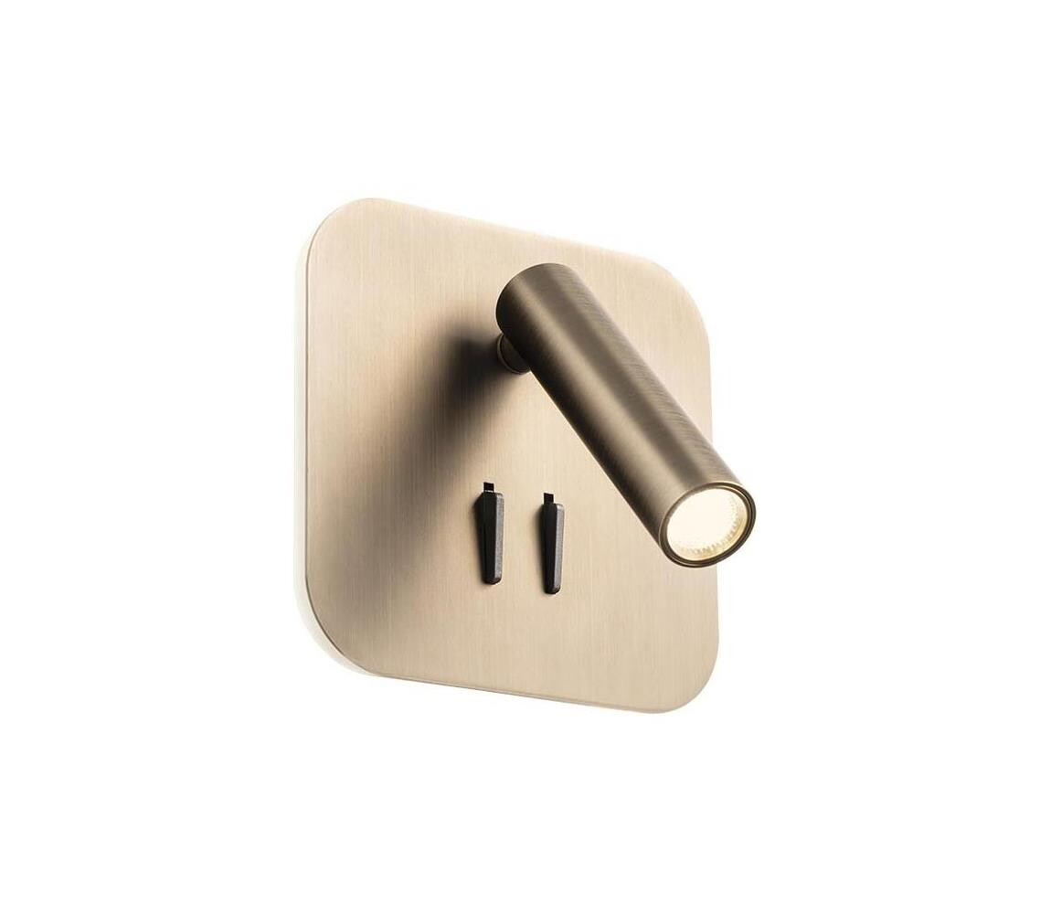 Redo 01-4473 - LED Nástěnné svítidlo QUDA LED/6W/230V+LED/3W CRI 90 USB bronzová 01-4473