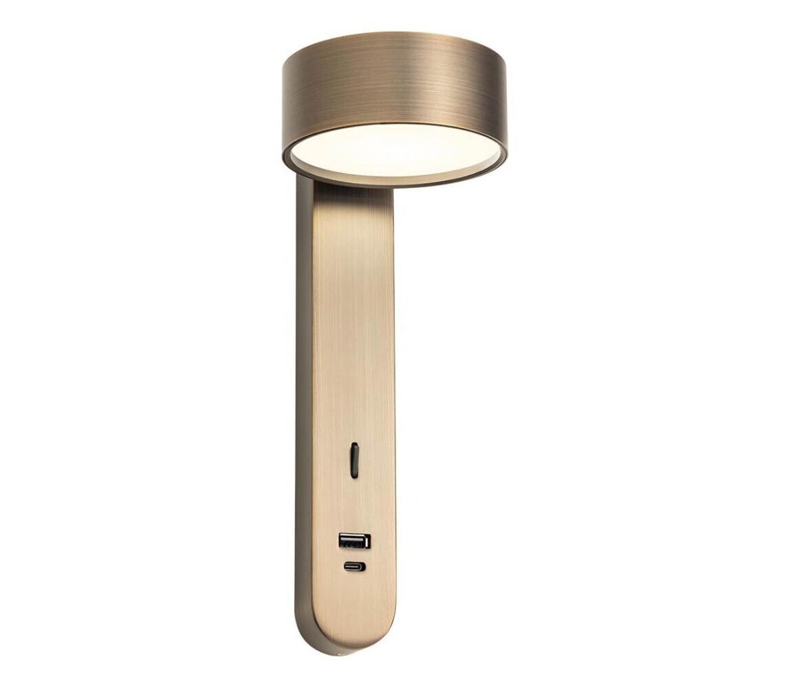 Redo 01-4642 - LED Nástěnné svítidlo SADES LED/6W/230V CRI 90 USB bronzová 01-4642