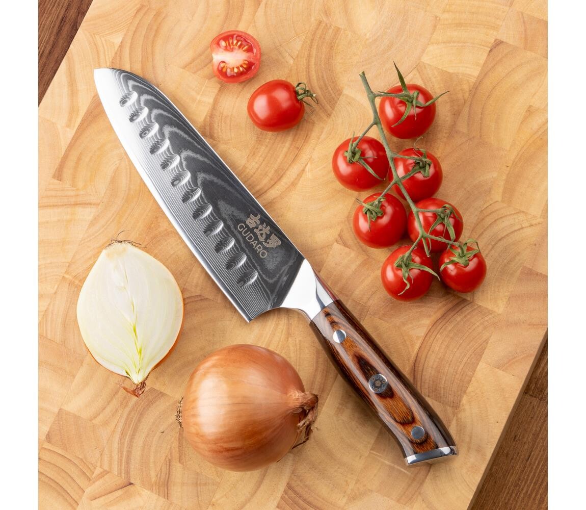 Gudaro - Kuchyňský nůž SANTOKU 18 cm damašková ocel GD15-H2