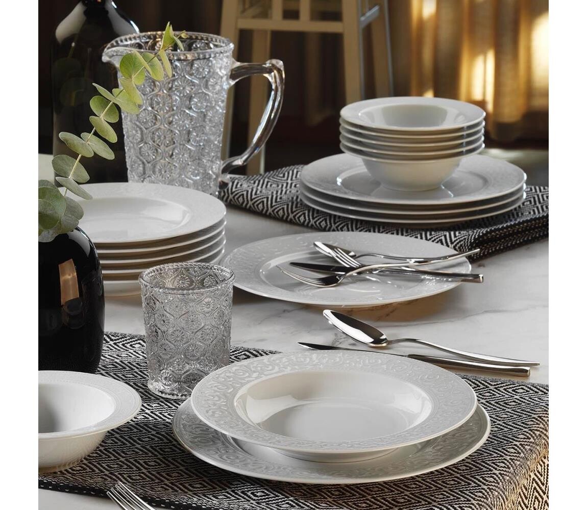 Jídelní sada 18 ks bílá/porcelán 719KTP9772