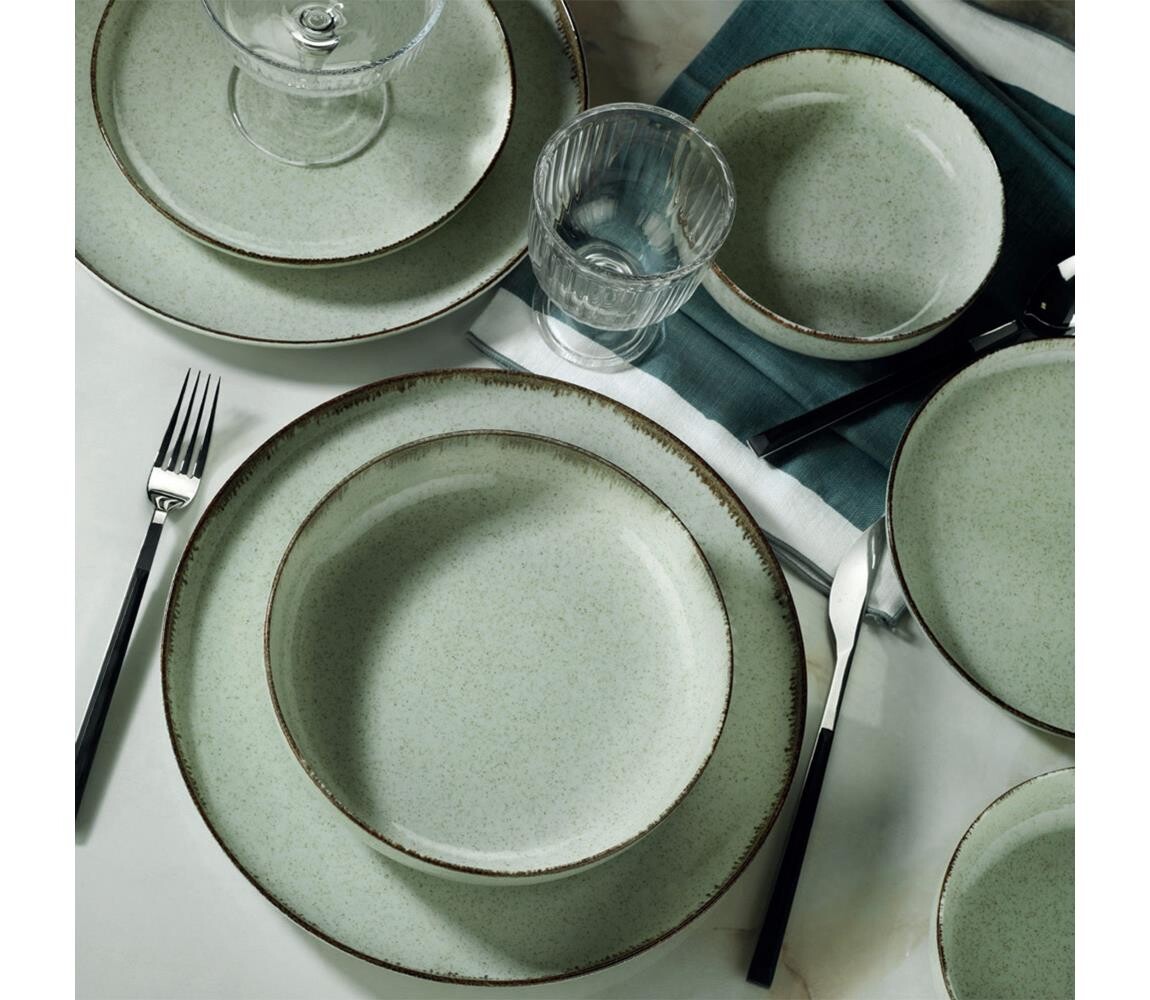 Jídelní sada 18 ks zelená/porcelán 710KTP3389