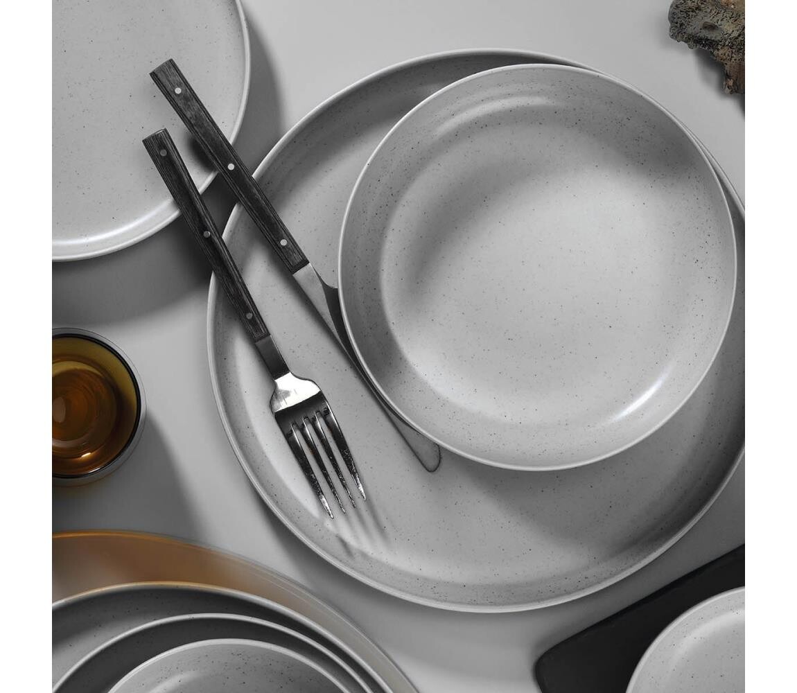 Jídelní sada 16 ks šedá/porcelán 710KTP3604