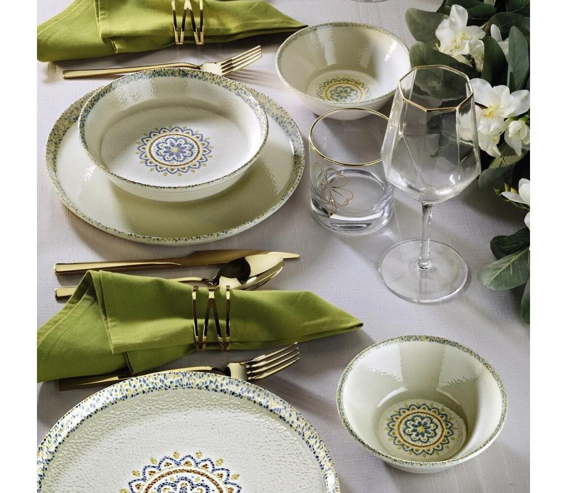 Jídelní sada 18 ks zelená/porcelán 430KSV8969