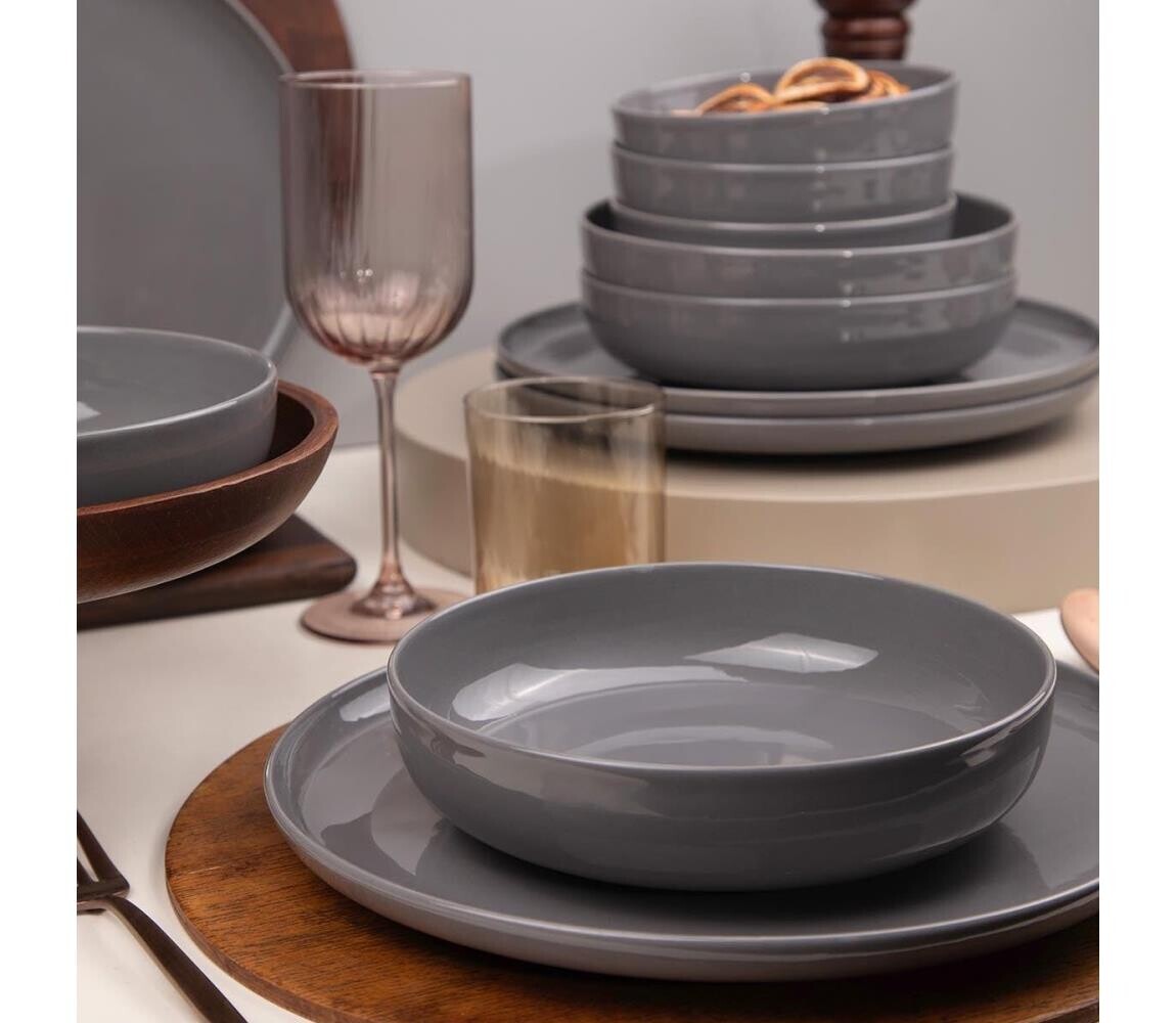 Jídelní sada 12 ks šedá/porcelán 710KTP9753