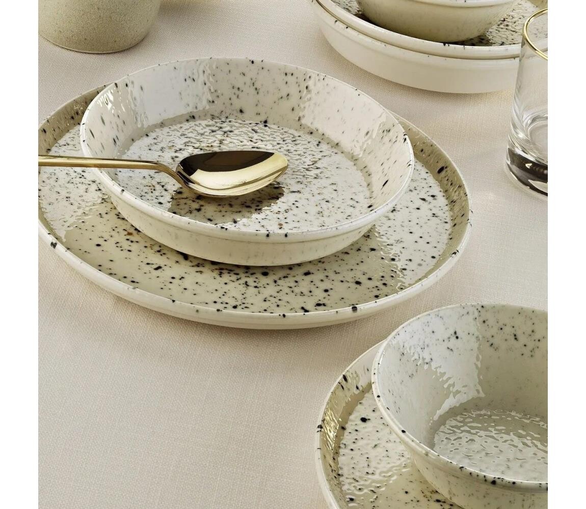 Jídelní sada 18 ks bílá/černá/porcelán 430KSV8972