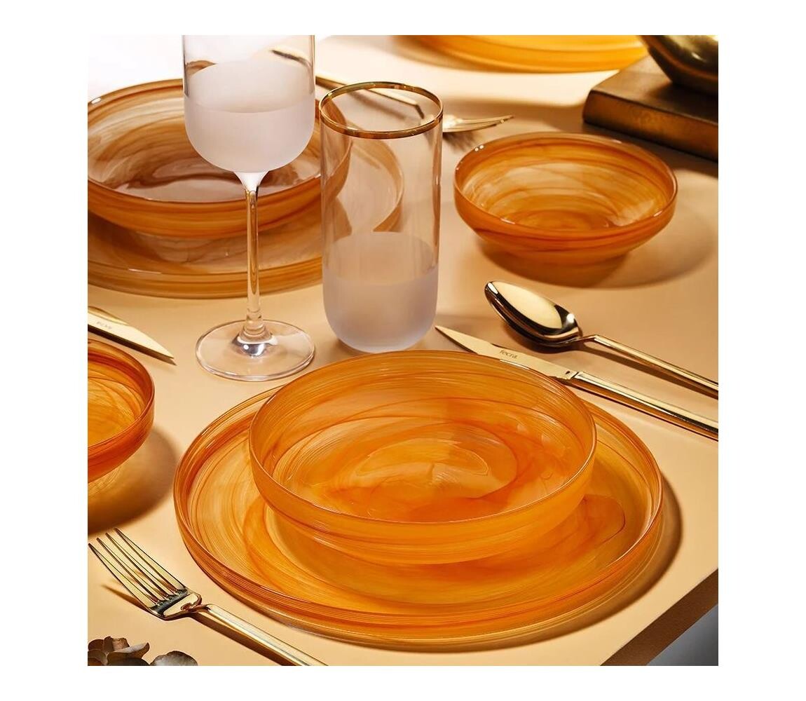 Jídelní sada 18 ks oranžová/sklo 711BRN1104
