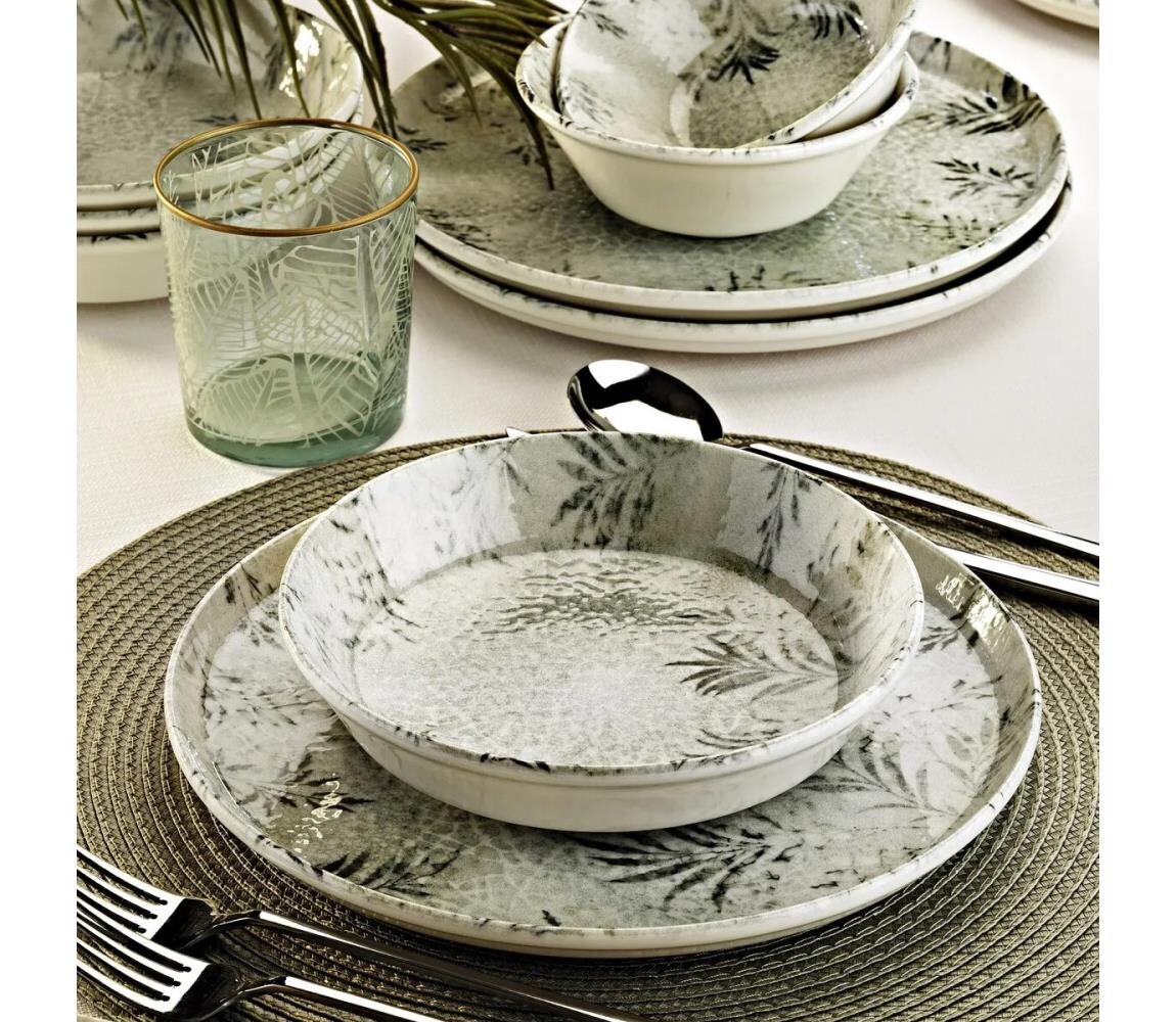 Jídelní sada 12 ks šedá/porcelán 430KSV8962
