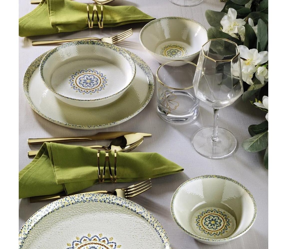 Jídelní sada 12 ks zelená/porcelán 430KSV8964