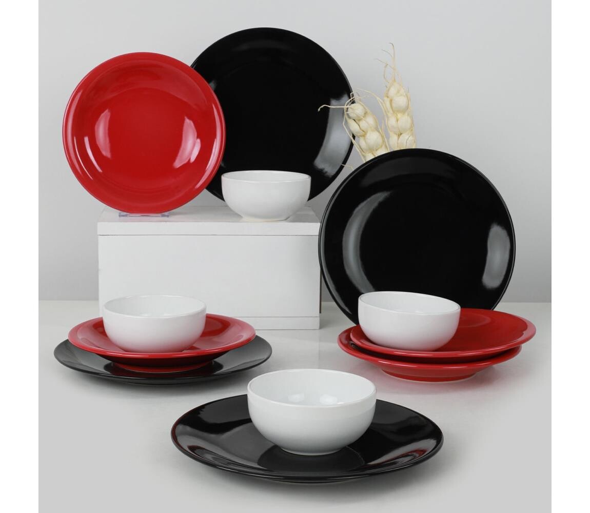 Jídelní sada 12 ks pestrobarevná/kamenina 275KRM1571