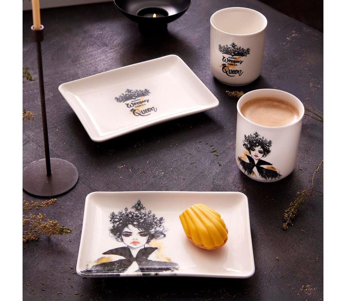 Jídelní sada 4 ks černá/bílá/porcelán 710KTP3719