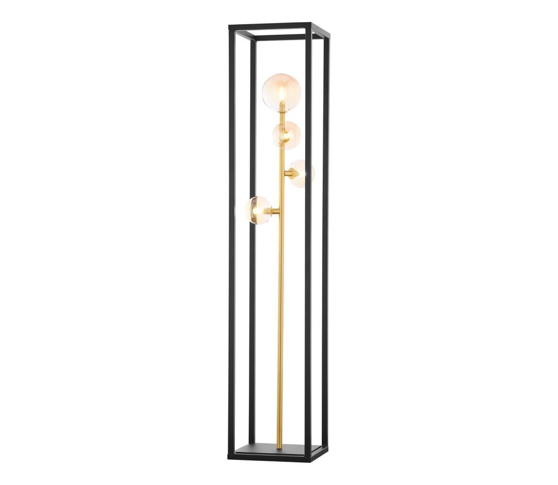 Jupiter 1911 - Stojací lampa NEPTUN 4xG9/14W/230V zlatá/černá/kouřová béžová 1911