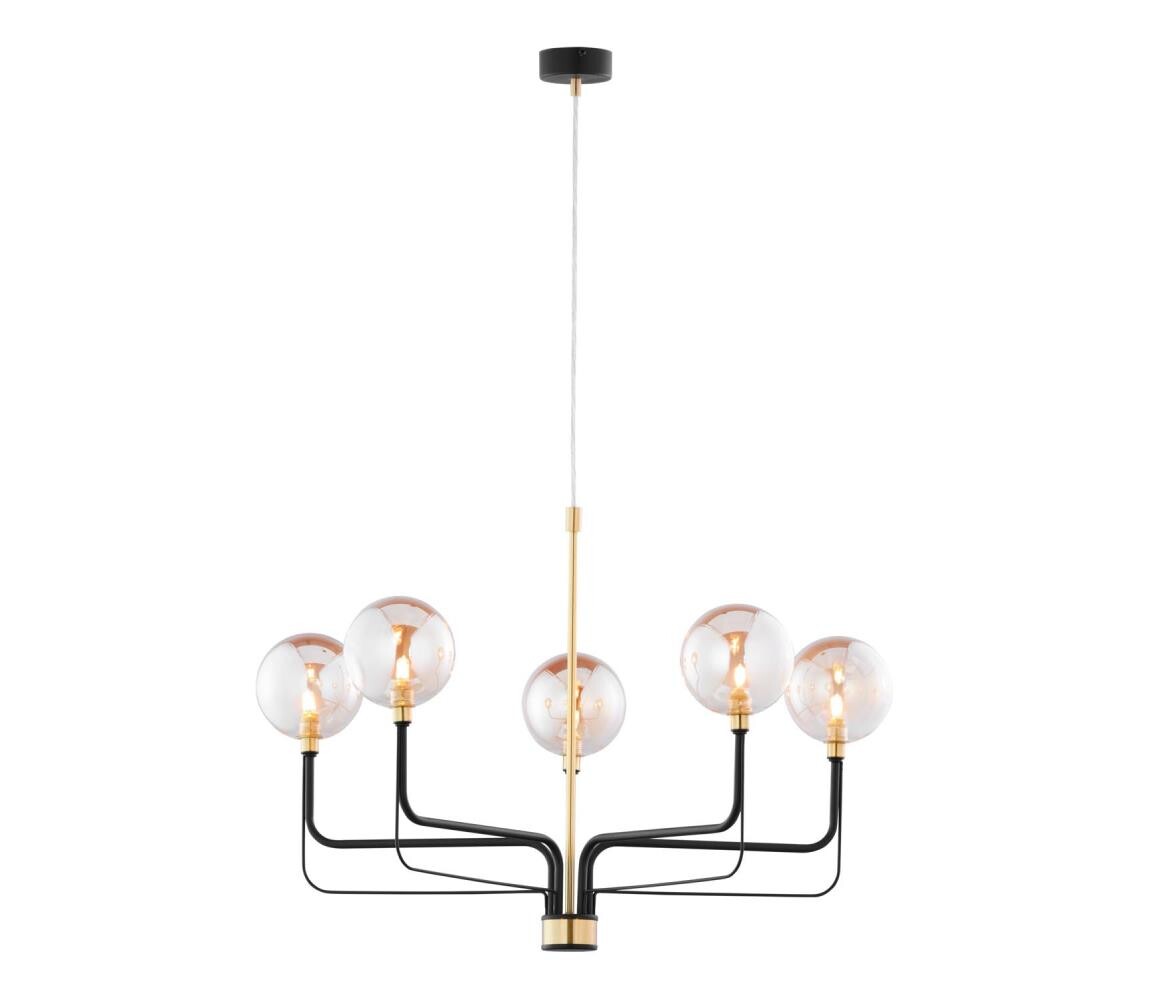 Jupiter 1886 - Lustr na lanku ERIS 5xG9/14W/230V zlatá/černá/kouřová béžová 1886